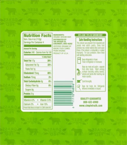 Simple Truth Organic® Grass Fed Ground Beef 85 15 1 Lb Ralphs