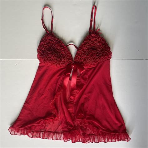 Y K Red Babydoll Top Mesh Lingerie Tank With Depop