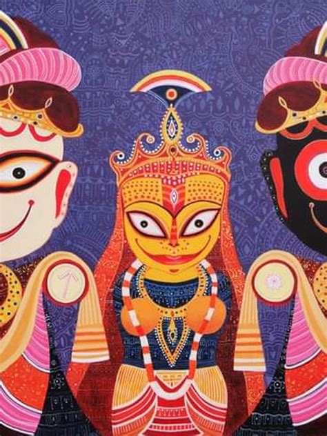 Triratna Jagannath Balabhadra And Subhadra Acrylic On Canvas By