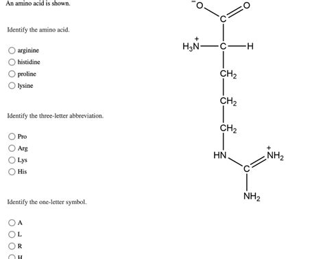 Solved An Amino Acid Is Shown O Identify The Amino Acid Chegg