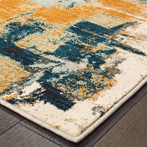 Casa Abstract Bluegold Area Rug 310x55 Contemporary Area Rugs