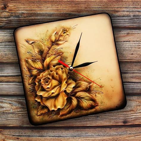 Розы. Карвинг. Часы. Ручная работа. Rose | 手作りレザー, レザークラフト, レザー