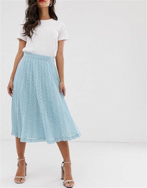 Asos Design Petite Pleated Midi Skirt In Broderie Asos Pleated Midi