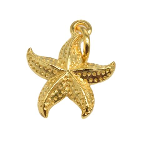 18k Gold Vermeil Style Starfish Charm 3d 18k Gold Plated Over 925