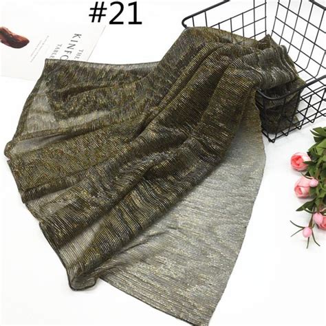 New Shimmer Pleated Hijab Scarf Plain Shiny Crinkle Shawl Fashion