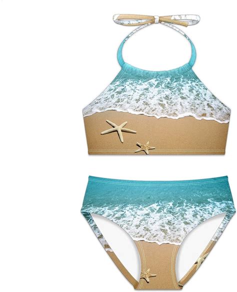 Amazon C IOPMNU Starfish On Beach Sand Girls Swimsuits Halter Bikini Piece Beach Sport