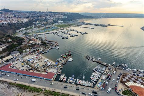 Aerial view of harbour, Sile, Istanbul, Turkey - Stock Image - F039/1835 - Science Photo Library