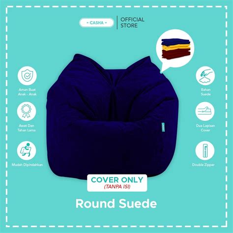 Jual Cover Only Casha Round Bean Bag Large Bahan Suede Tanpa Isi