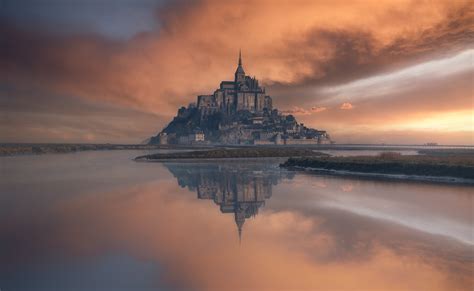 Mont Saint Michel Hd Reflection Wallpaper Hd Nature 4k Wallpapers