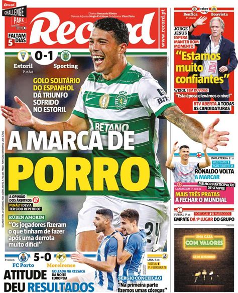 Capa Jornal Record 20 Setembro 2021 Capasjornais Pt