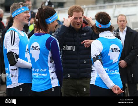 Prince Harry Meets Marathon Runners As They Train For The London