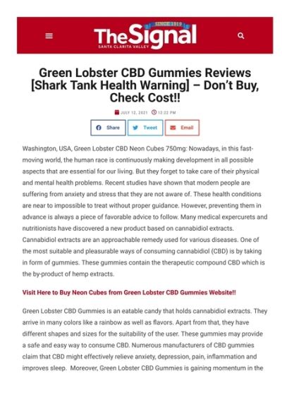 Green Lobster CBD Gummies Real Fact – Check Its Cost And Benefits!