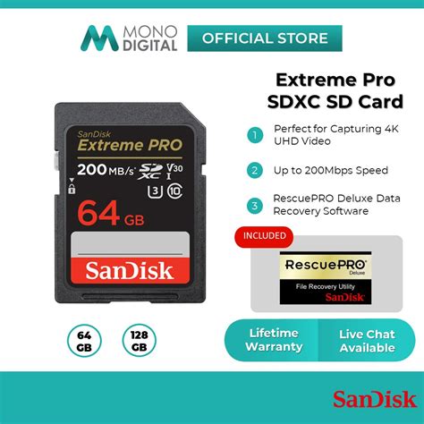 SanDisk Extreme PRO SD Card 32GB 64GB 128GB 200MB S Class 10 U3 4K