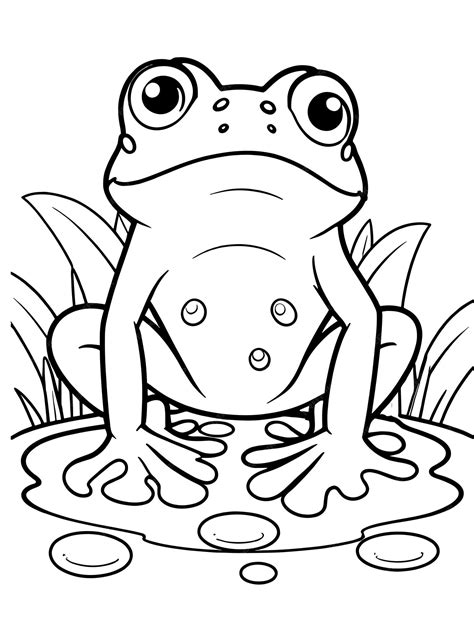 Frog Coloring Page line art Illustration and vector art | Premium AI ...