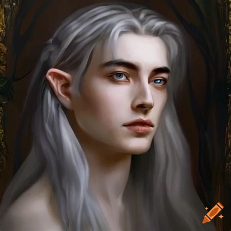 Gustav Klimt Inspired Poster Of A Young Male Elven Prince With Silver