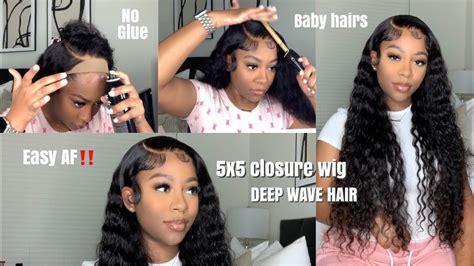 Side Part X Closure Wig Install With Baby Hair Best Deep Wave Hair