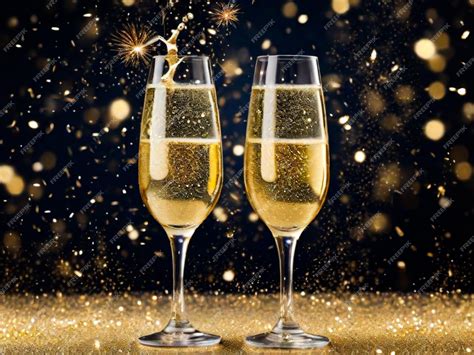 Premium Photo Champagne Glasses On Glitter Background