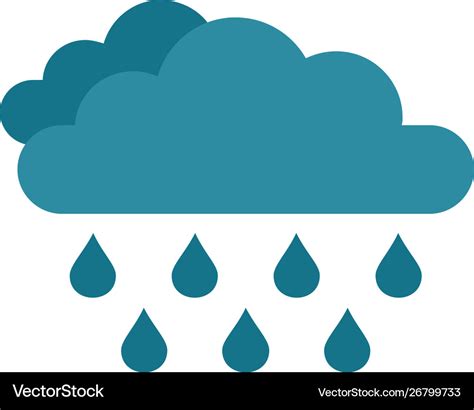 Rain Cloud Icon Flat Style Royalty Free Vector Image