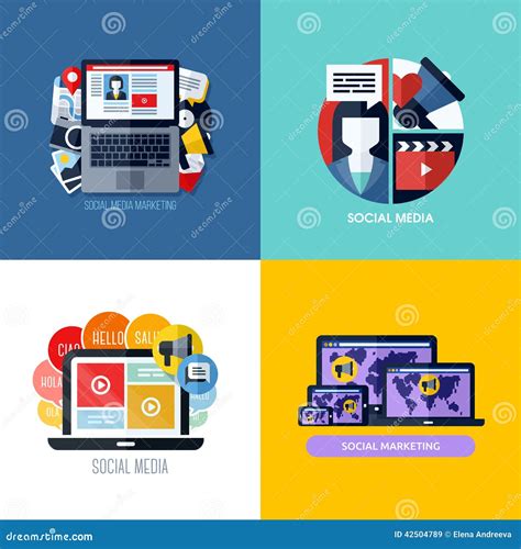 Modern Flat Vector Concepts Of Social Media Marketing Stock Vector