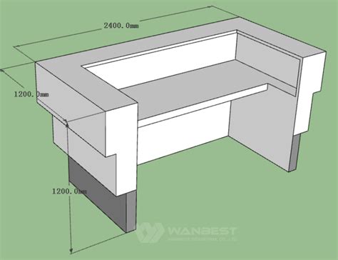 White Corian Stone Reception Desk Stainless Steel Bottom