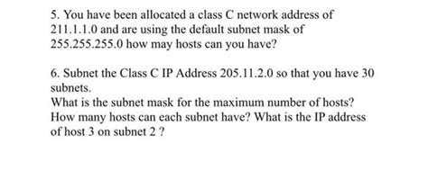 Solved 5 You Have Been Allocated A Class C Network Address