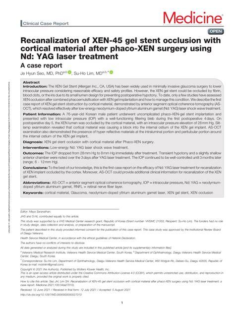 Pdf Recanalization Of Xen Gel Stent Occlusion With Cortical