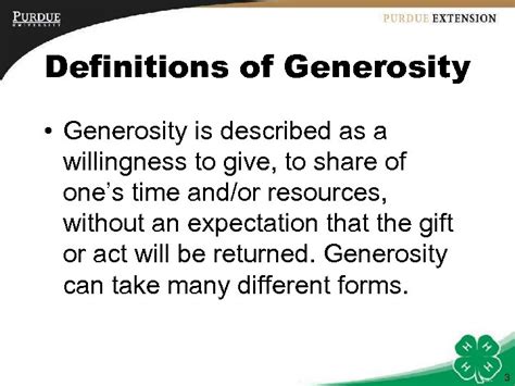 Generosity Objectives Define Generosity And