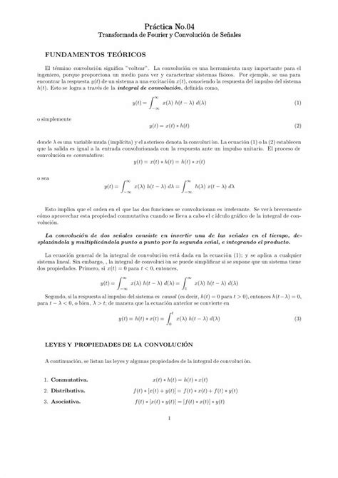 PDF Práctica 4 Transformada de Fourier y Convolución de Señales