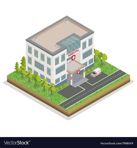 Hospital Building City Isometric Royalty Free Vector Image