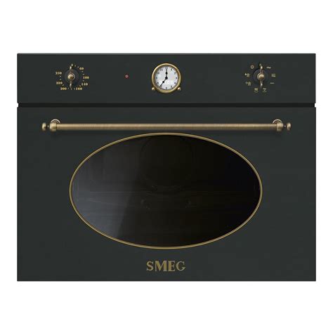 Встраиваемая микроволновая печь 45 см Smeg Coloniale SF4800MAO антрацит ...