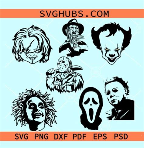 Horror Movie Characters Svg Bundle Halloween Characters Svg Halloween