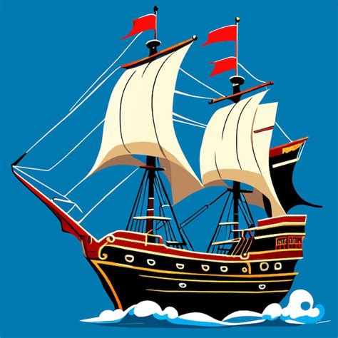 Premium Vector Illustration Of A Realistic Pirate Ship