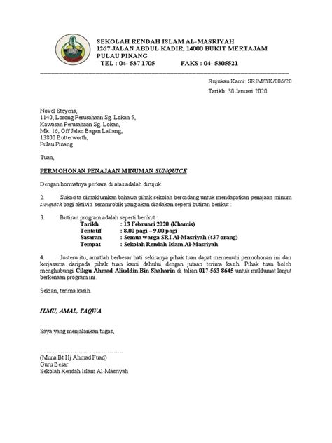 Surat Penajaan Minuman Pdf