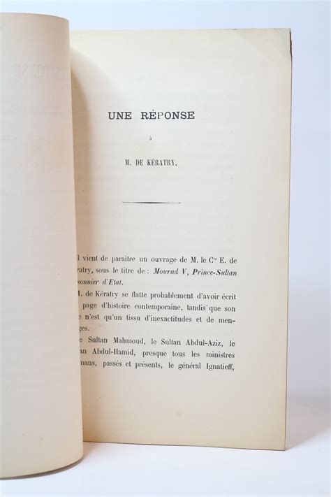 Une R Ponse M De K Ratry Propos De Son Ouvrage Intitul Mourad V