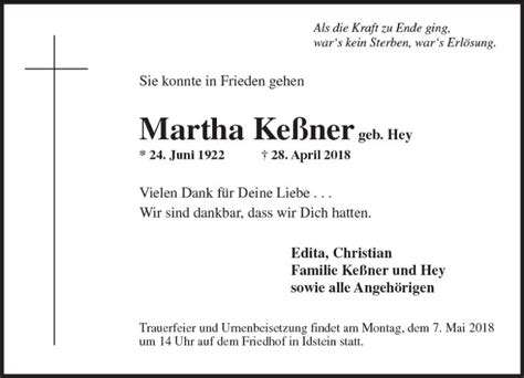 Traueranzeigen von Martha Keßner vrm trauer de