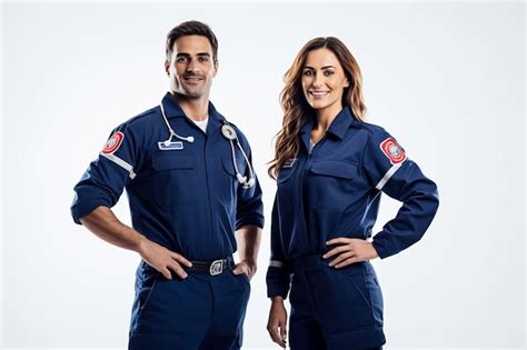 Premium Ai Image Man And Woman In Ambulance Uniform High Quality Photo