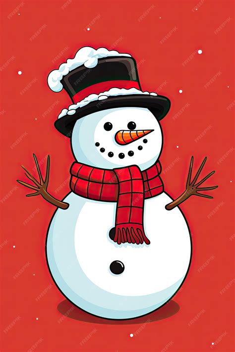 Premium Ai Image Snowman Pop Art Style On Red Background