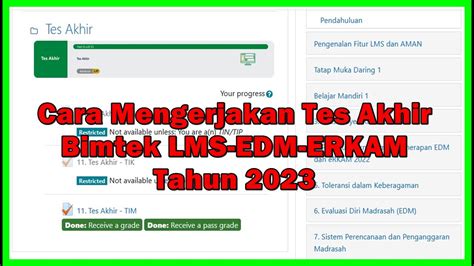 Cara Mengerjakan Soal Tes Akhir Bimtek Lms Edm Erkam Madrasah Tahun