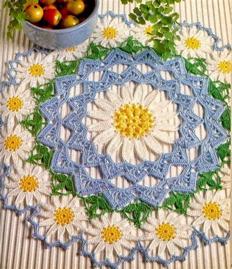 Fin Sima Carpeta Con Dise O De Margaritas Al Crochet