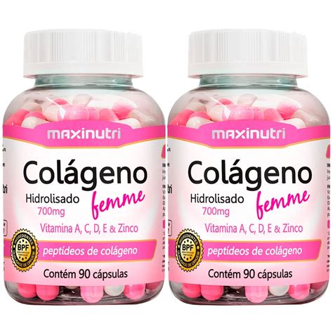 Kit 2 Colágeno Hidrolisado Femme Vitaminas a c d e Zinco 90cps