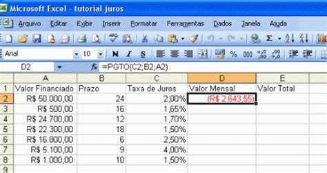 Cálculo De Juros Simples E Composto No Excel