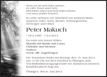 Traueranzeigen Von Peter Makuch Trauerundgedenken De