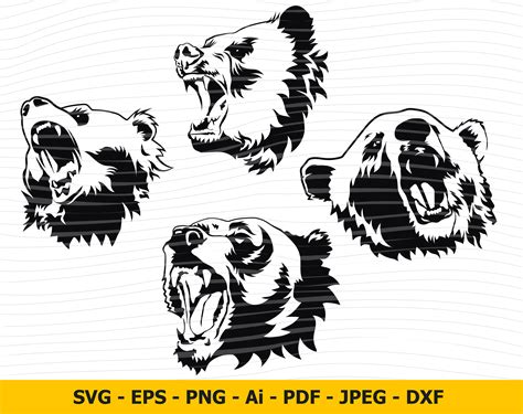 Bear Svg Grizzli Svg Bear Head Svg Grizzly Roar Svg Bear Etsy Norway