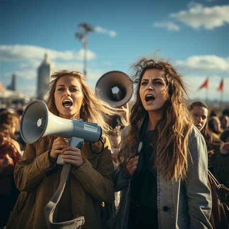 Premium AI Image Photo Of Several Angry Blonde Women Protesting Using