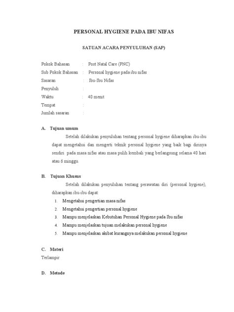 Personal Hygiene Pada Ibu Nifas Pdf