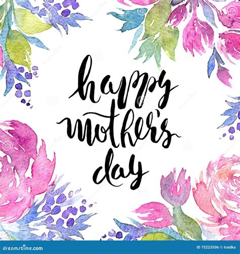 Happy Mother S Day Flowers Watercolor Background Stock Illustration