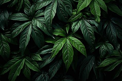 Premium Photo | Dark green leaves wallpaper background