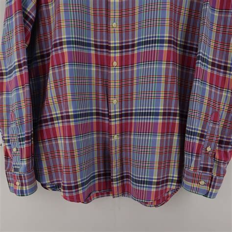 Polo Ralph Lauren Classic Fit Pink Blue Plaids Button Gem