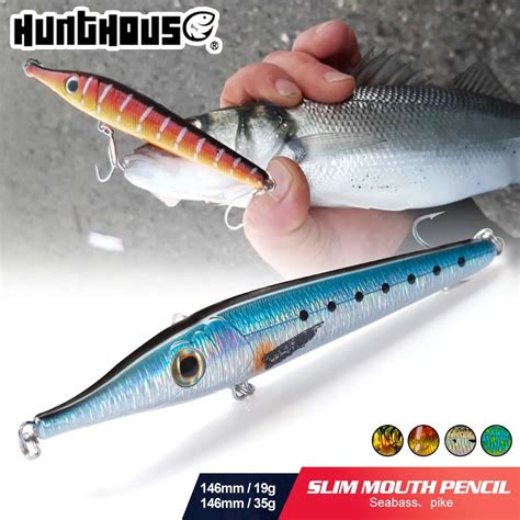 Hunthouse Slim Mouth Pencil Fishing Hard Lure Floating 146mm 19g