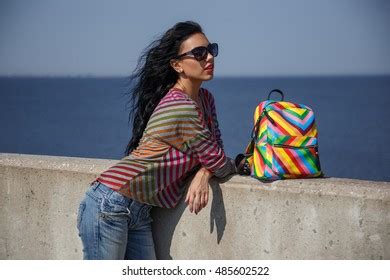 Beautiful Sexy Brunette Glasses Posing On Stock Photo Shutterstock
